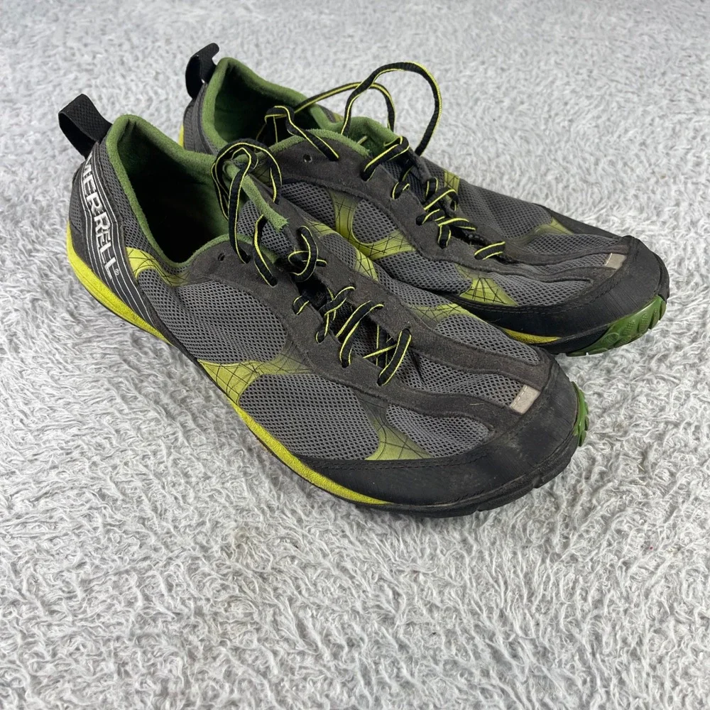 Merrell Road Glove Mens 9.5 Barefoot Running Shoes Black Lime Zest J38395 Vibram